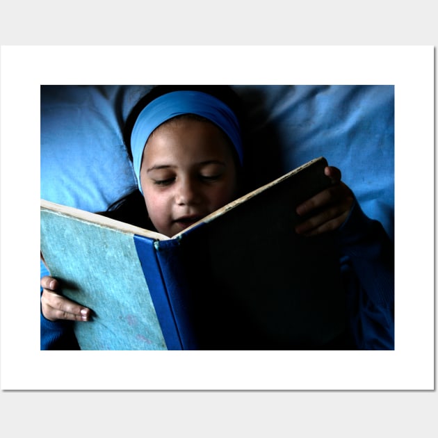 Bookworm in blue Wall Art by micklyn